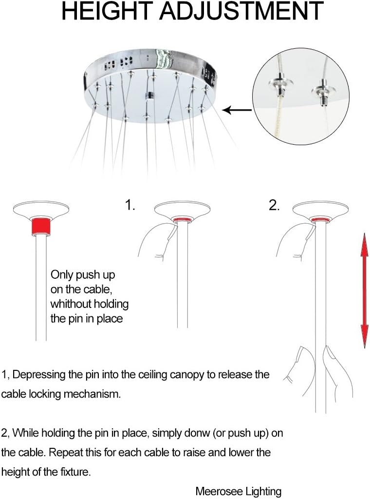 Modern Crystal LED Chandeliers 3/4 Rings Adjustable Stainless Steel Cable DIY Design