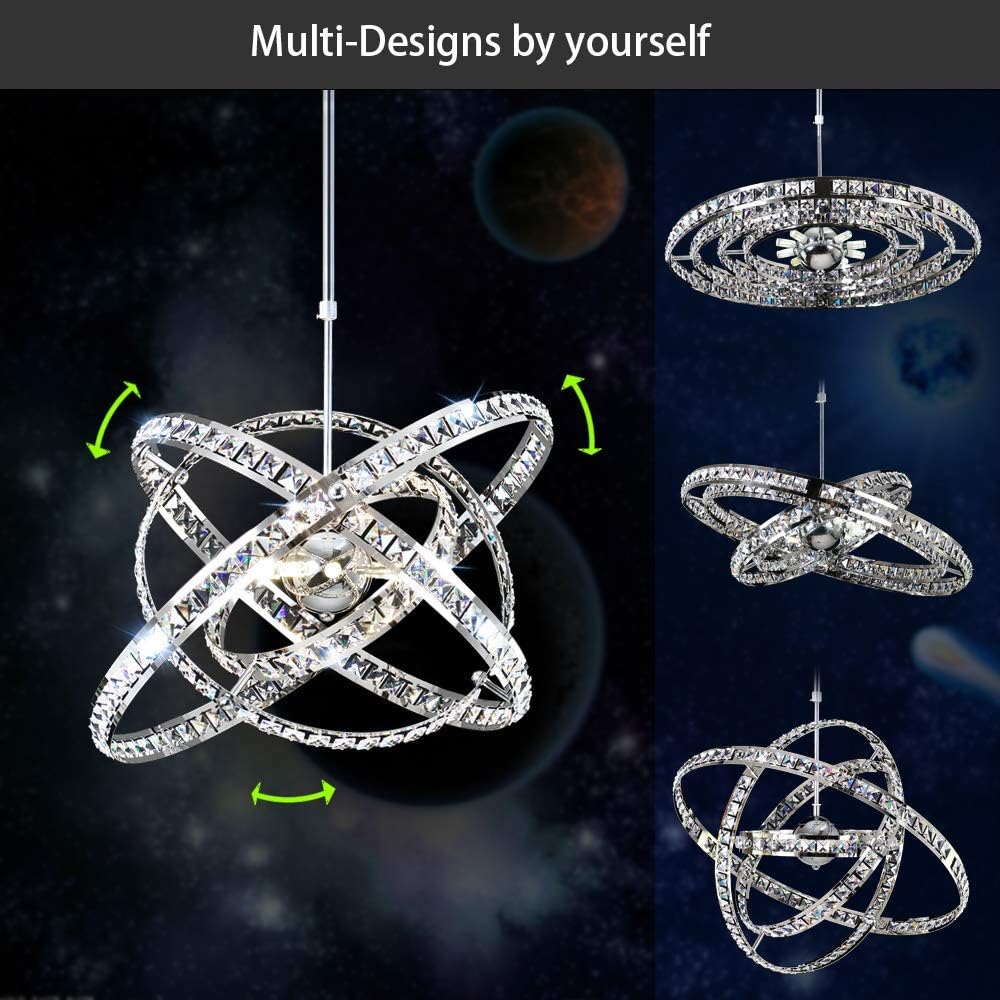 Crystal Chandeliers Contemporary Ceiling Light Adjustable Shape DIY Design D23.6 inches