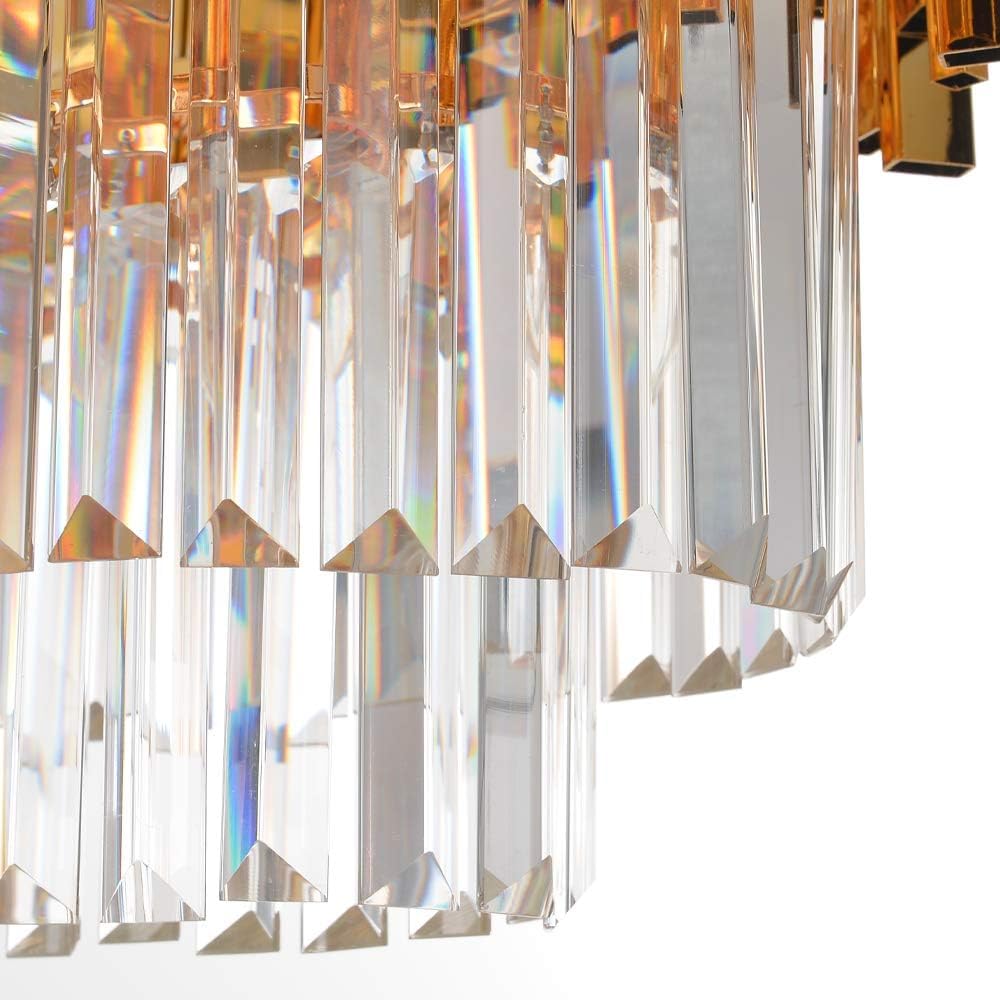 W35 Linear Gold Modern Crystal Chandelier Lights Luxury Pendant Ceiling Light