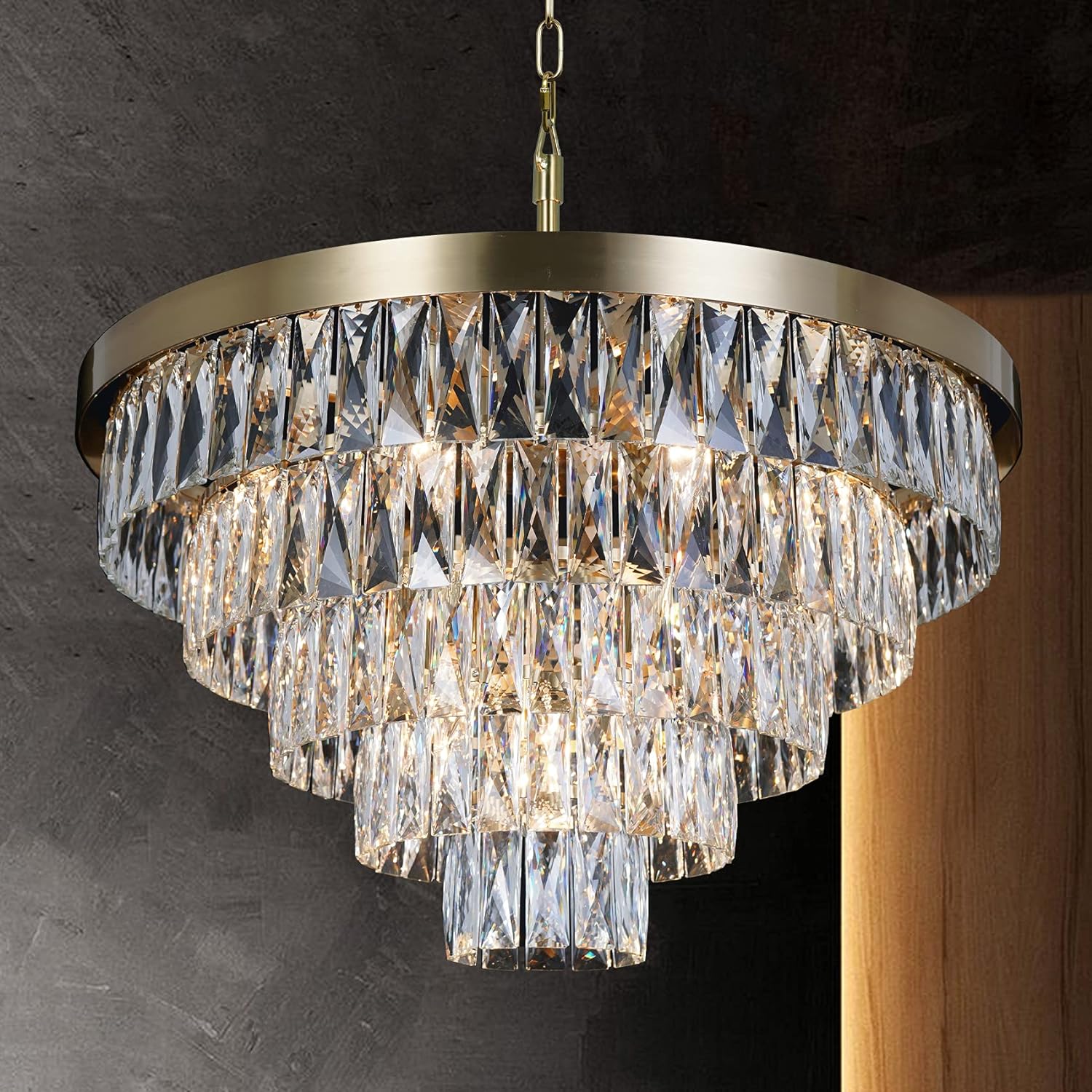 Meerosee Modern Crystal Chandelier Modern Pendant Ceiling Light Fixture for Living Room