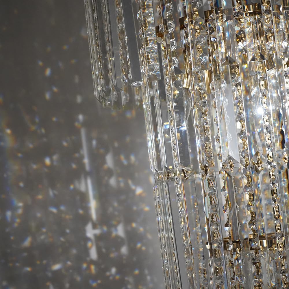 Modern Luxury Crystal Chandelier Light Gold/Chrome Pendant Lamp for Foyer Entrance Hallway