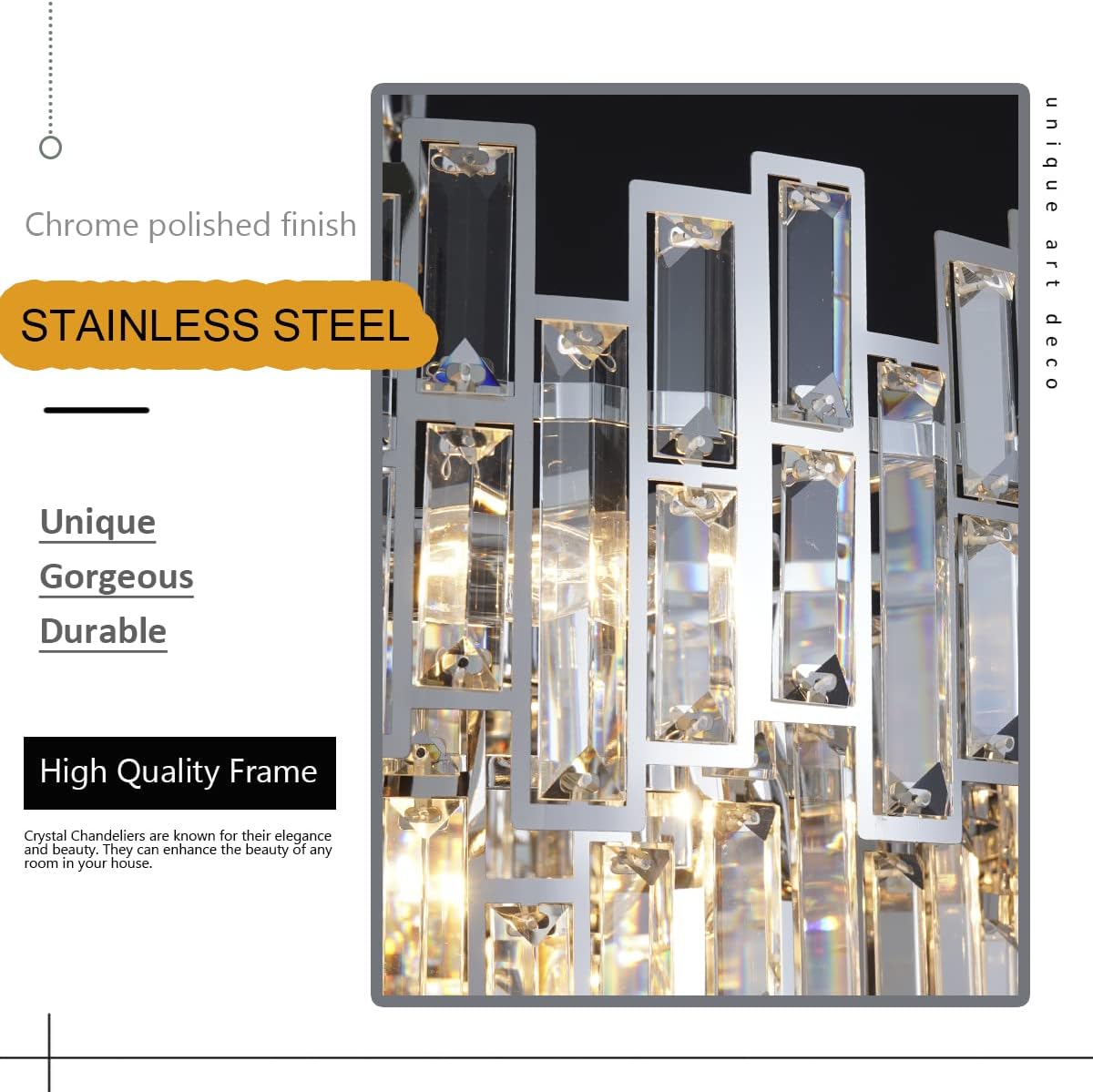 Modern Chrome Crystal Chandelier Lighting Contemporary Style Round Pendant Lamp