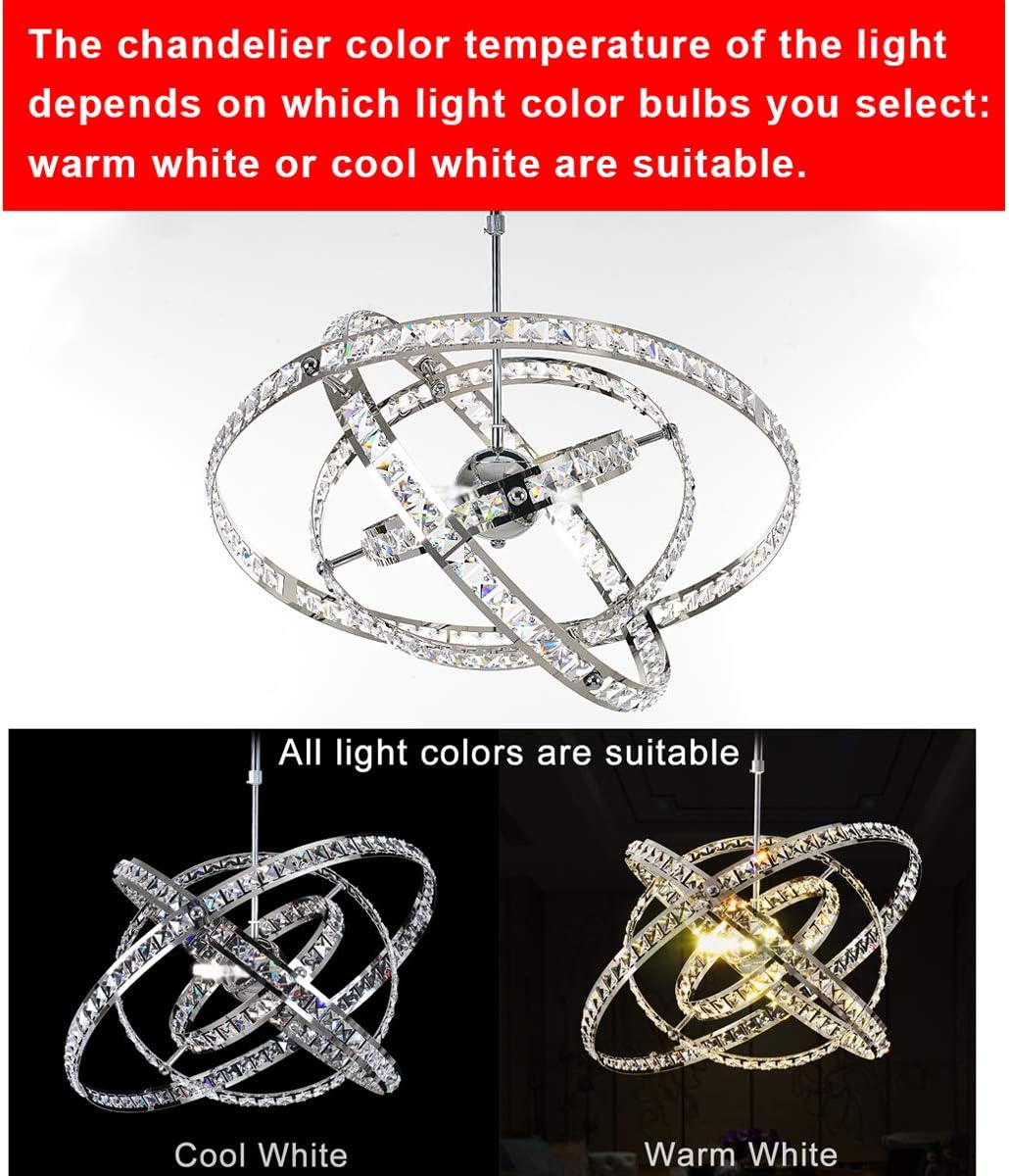 Crystal Chandeliers Contemporary Ceiling Light Adjustable Shape DIY Design D23.6 inches