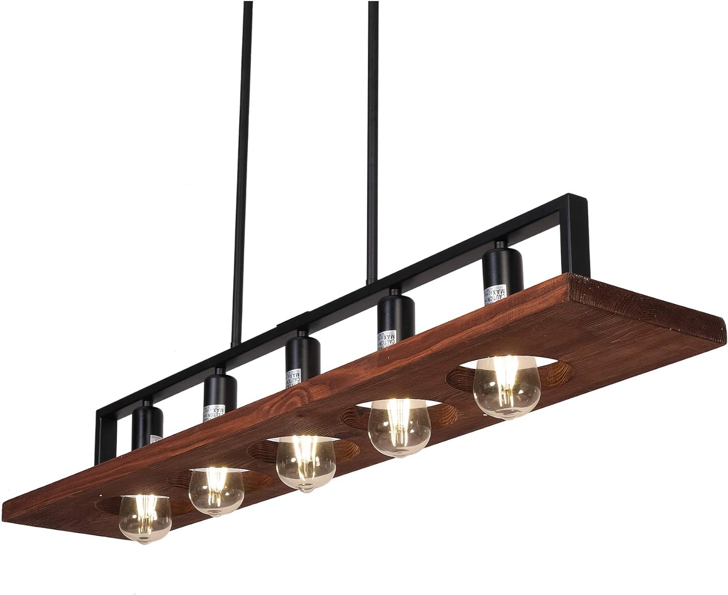 Rustic Wood Chandeliers Modern Farmhouse Pendant Lighting 5-Lights L38.6 W7.9