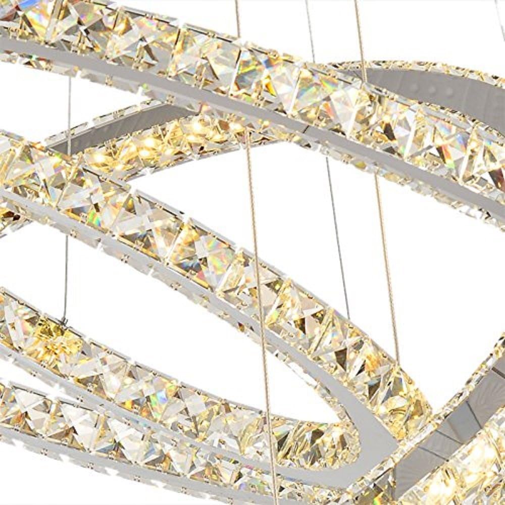 Modern Crystal LED Chandeliers 3/4 Rings Adjustable Stainless Steel Cable DIY Design