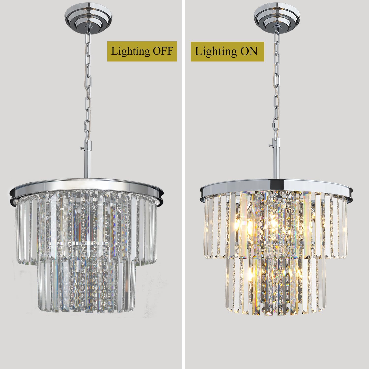 Modern Luxury Crystal Chandelier Light Gold/Chrome Pendant Lamp for Foyer Entrance Hallway