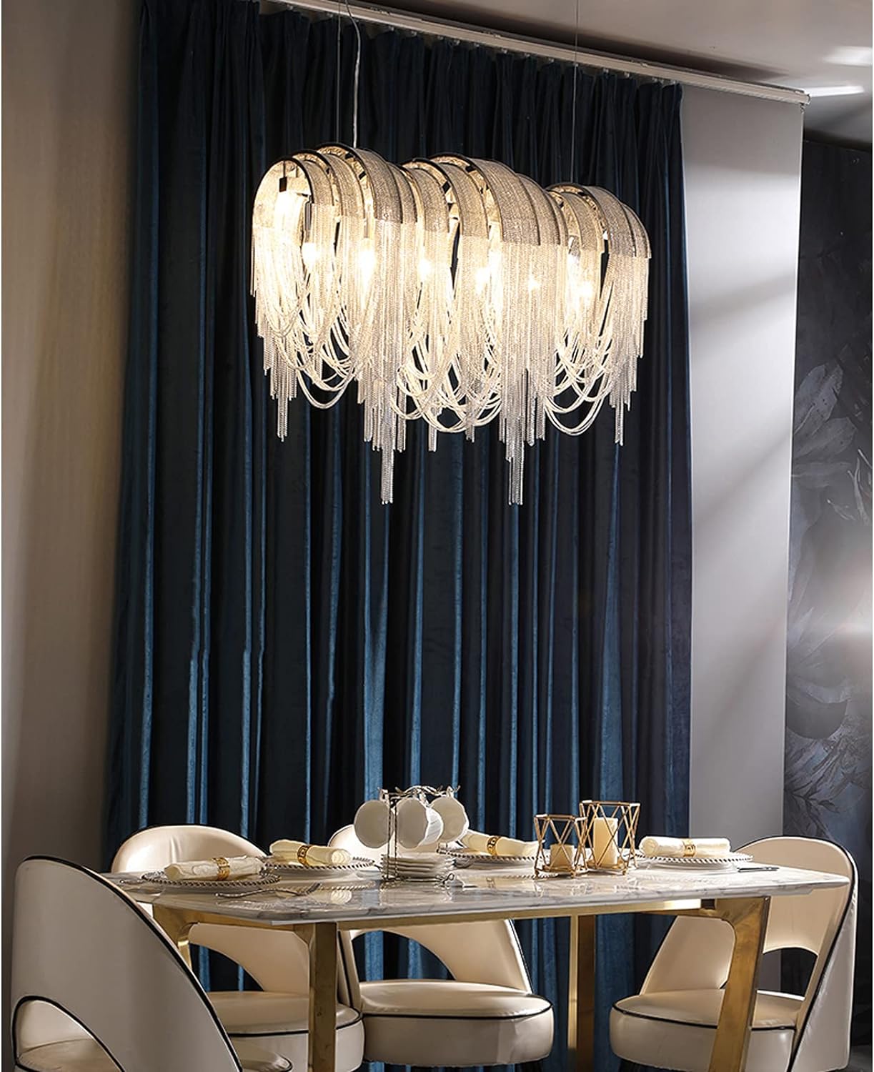 Modern Contemporary Chandelier 8 Lights Aluminum Chain Pendant Ceiling Lighting