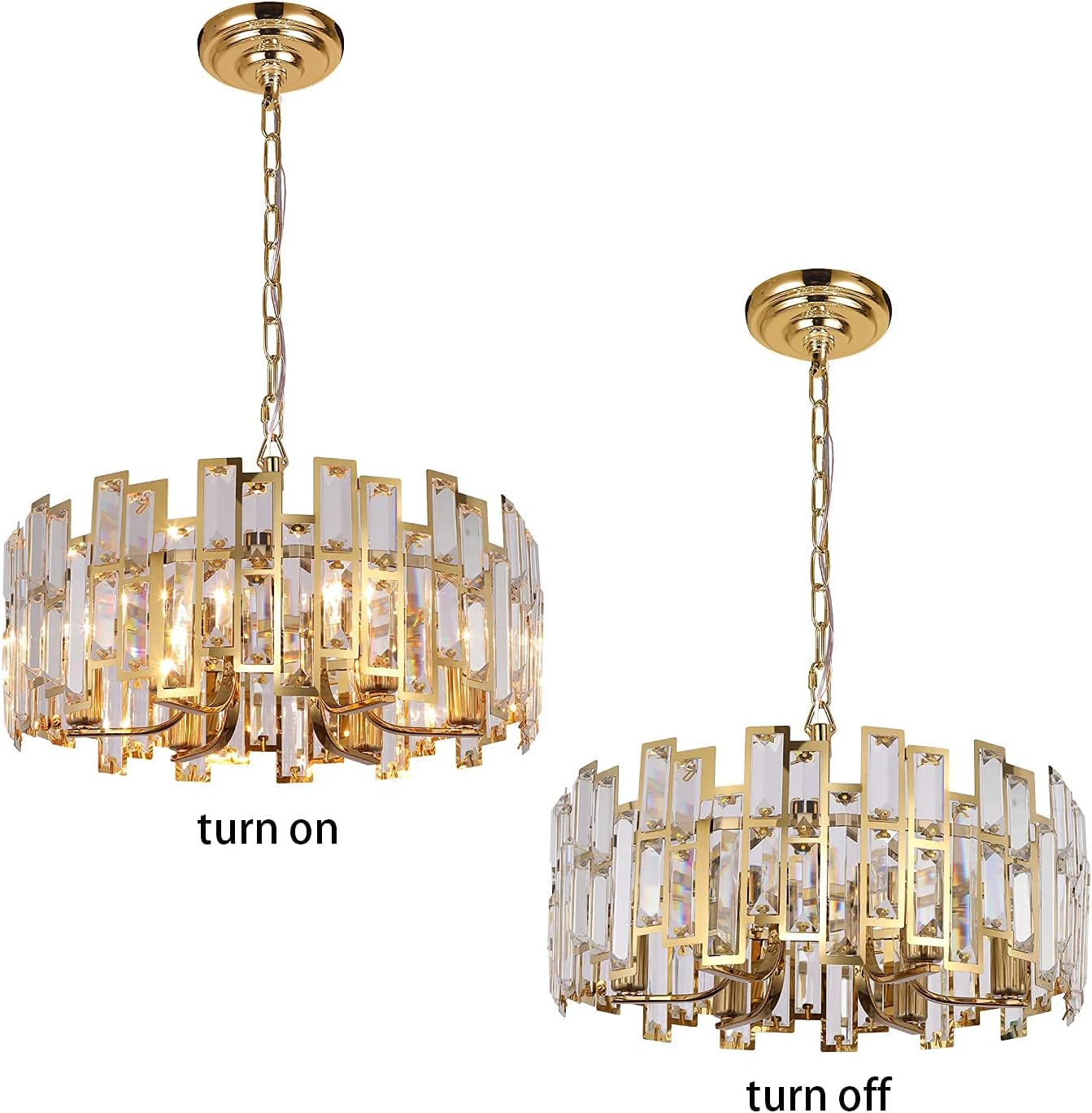 Gold Chandeliers Lighting Modern Crystal Pendant 6 Light Contemporary Girls Bedroom Lamp