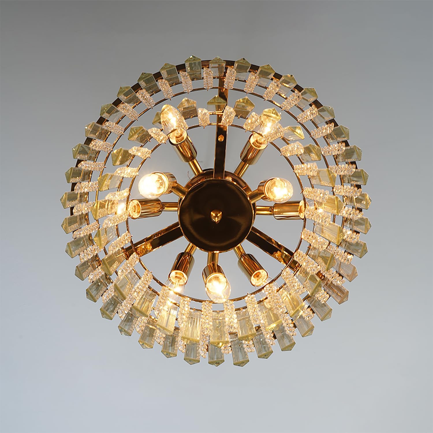 Modern Luxury Crystal Chandelier Light Gold/Chrome Pendant Lamp for Foyer Entrance Hallway