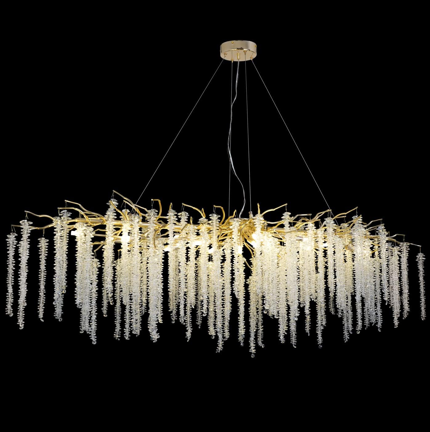 Meerosee Gold Crystal Chandelier Modern Luxury Tree Branch Pendant Lamp