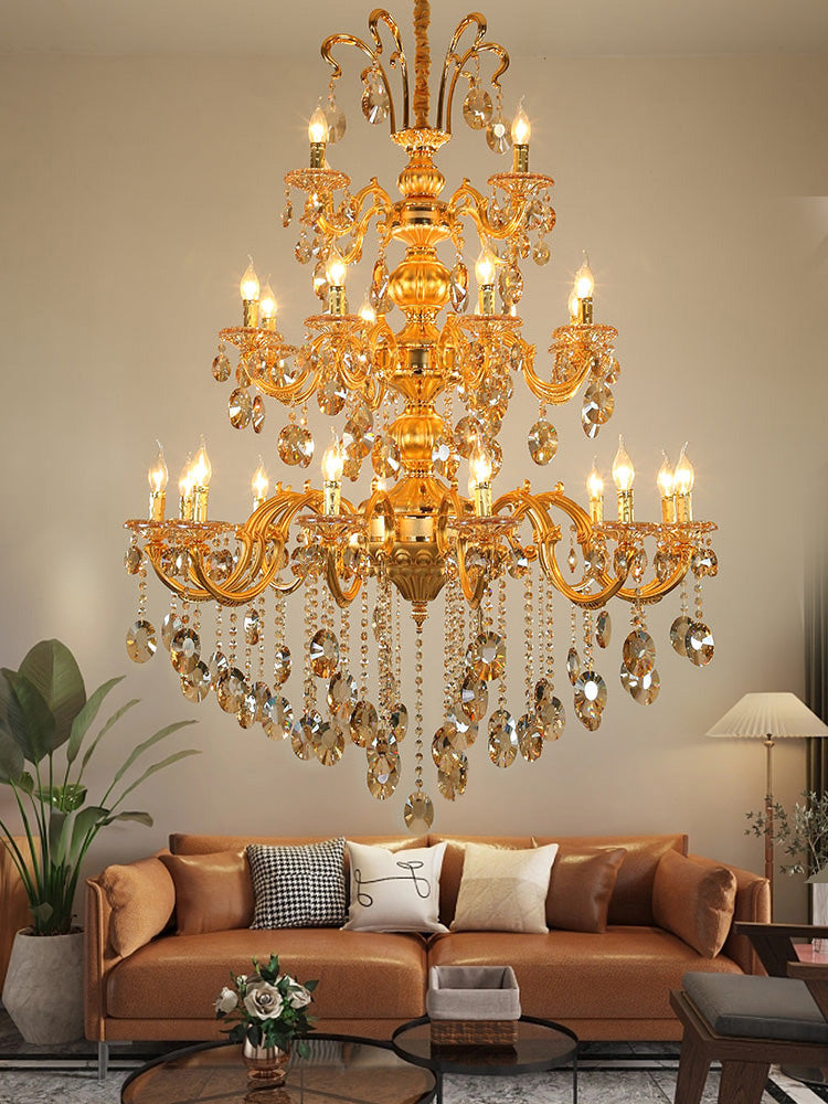 Meerosee Gold Crystal Chandelier Lights Modern Pendant Lamp home appliance Lighting