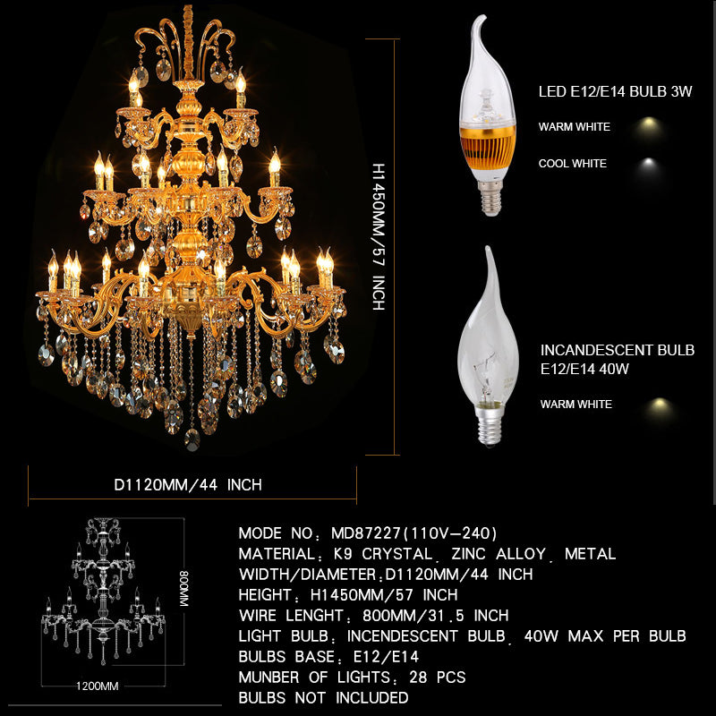 Meerosee Gold Crystal Chandelier Lights Modern Pendant Lamp home appliance Lighting