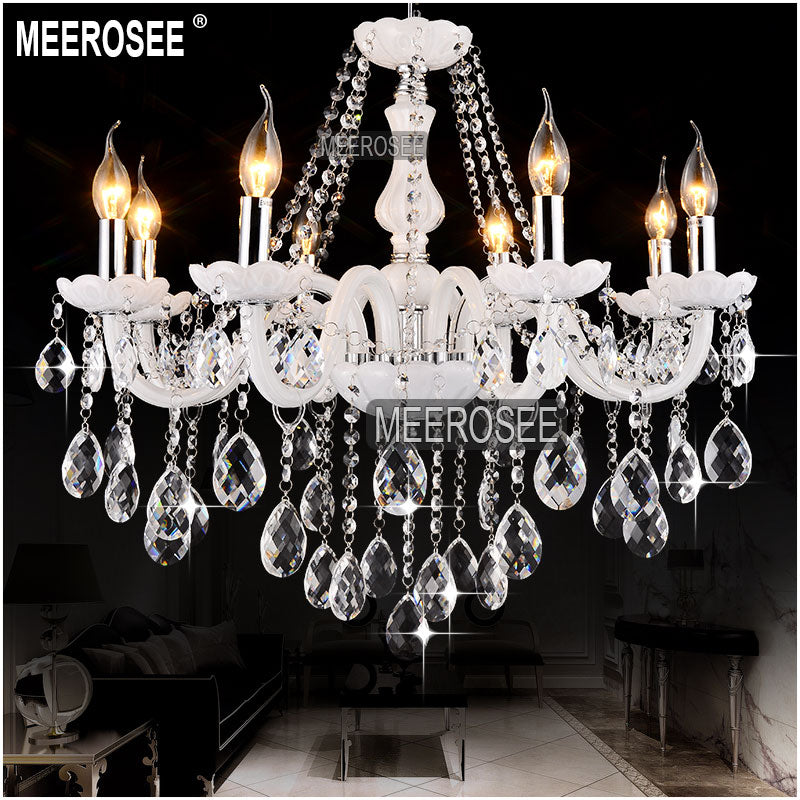 Meerosee Modern Chandeliers Indoor Lighting White Elegant Glass Pendant Lamps