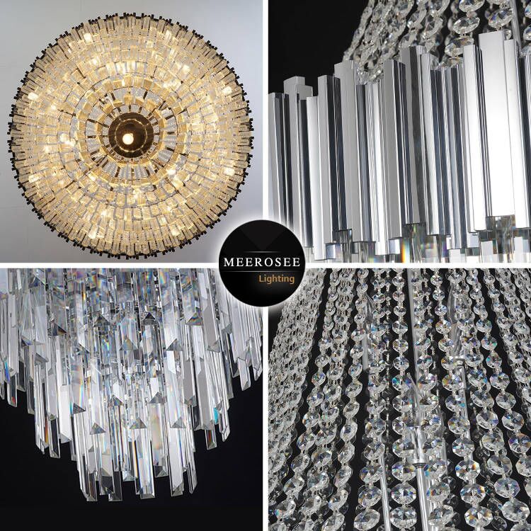 Gold Crystal Chandelier Lighting 17 Lights Long 30'' Foyer Hall Entry Way Pendant Light Fixture