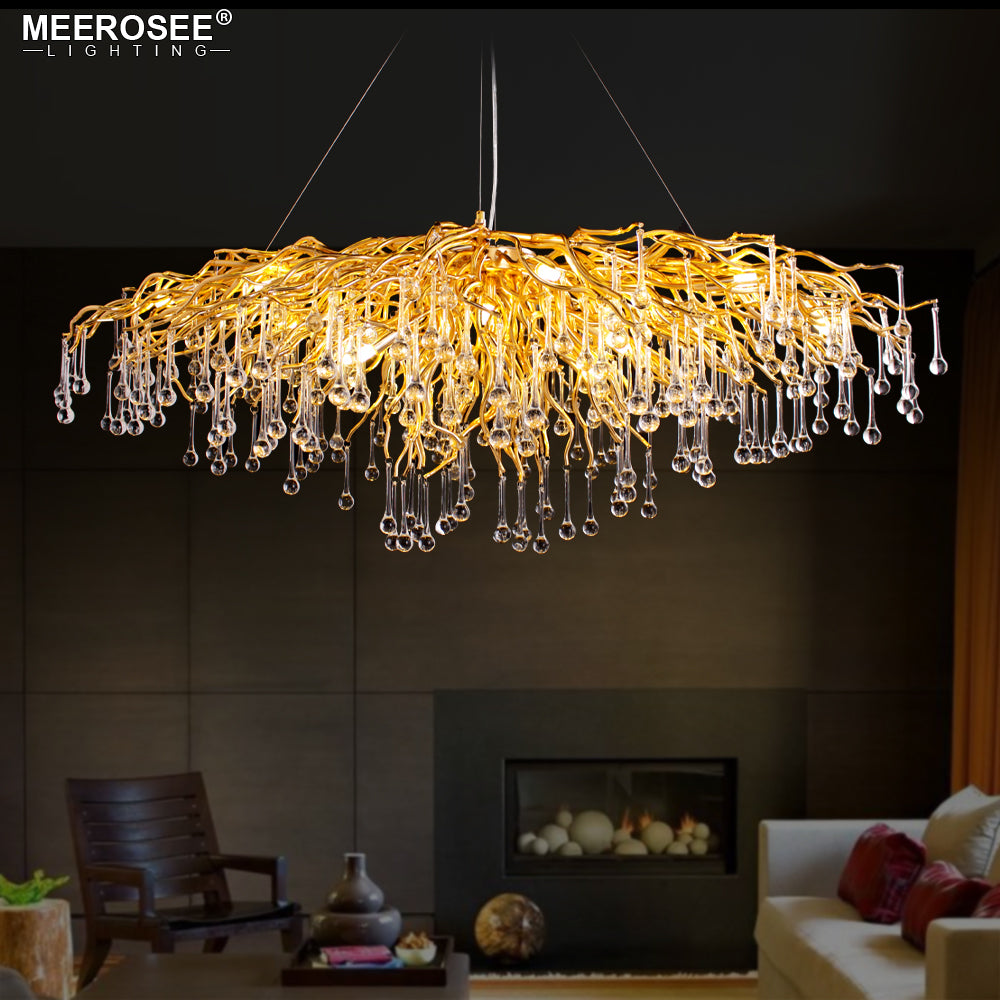 Luxurious Crystal Pendant Light Modern Popular Gold Color G9 Chandelier Light