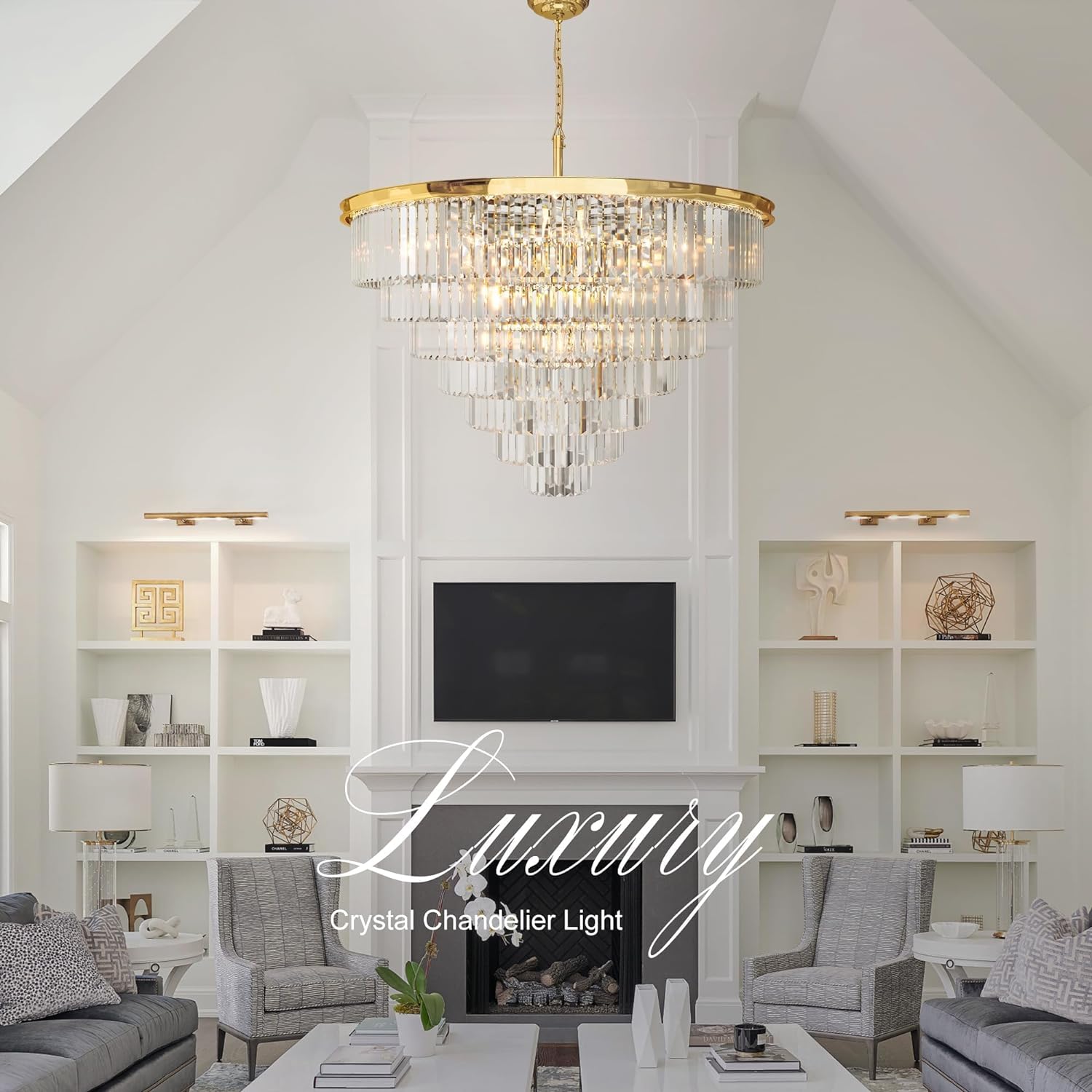 Luxurious Crystal Gold Modern Chandeliers Lights Pendant Ceiling Light