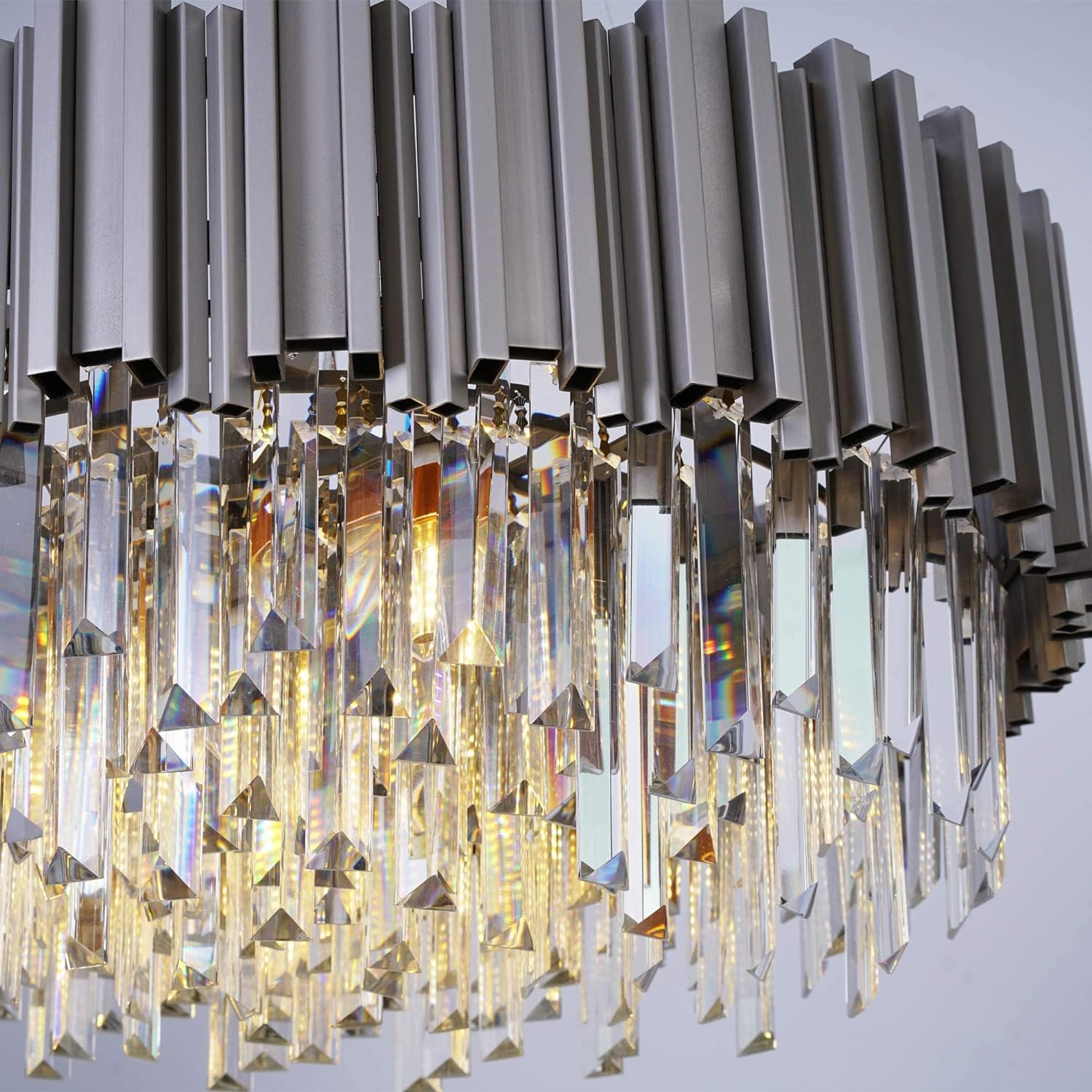 Nickel Luxury Modern Crystal Chandelier Contemporary Pendant Ceiling Lights W22/W28''