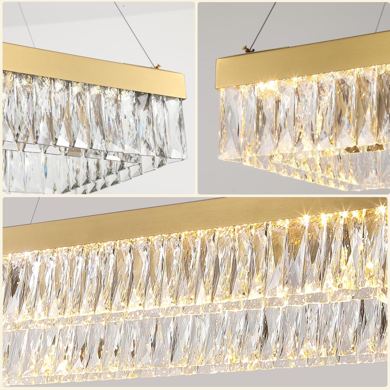 Modern Gold Luxury Crystal Chandelier L39/L47 Inch Contemporary Pendant Lamp