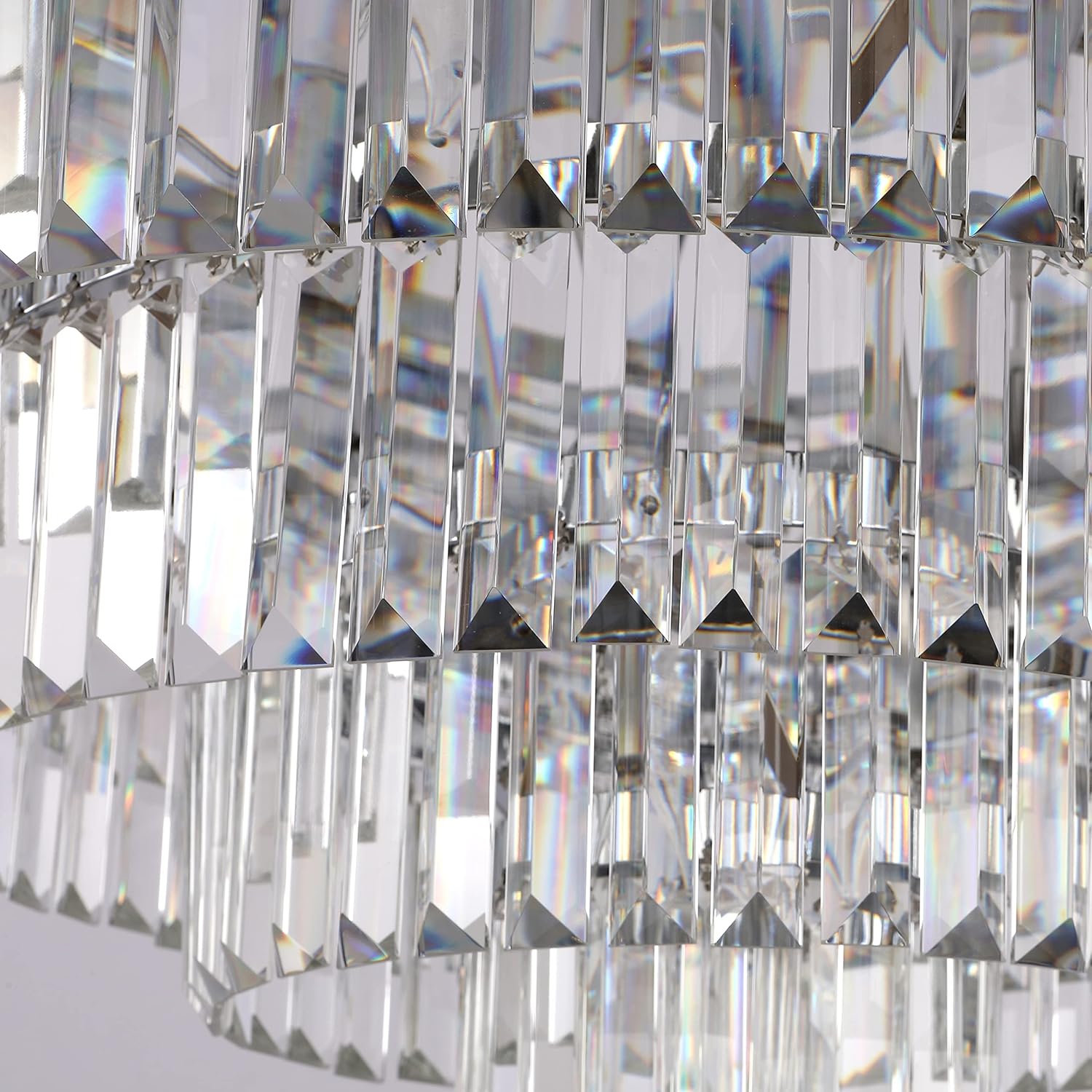 Meerosee Crystal Chandeliers Modern Style Chrome Round Ceiling Pendant Light