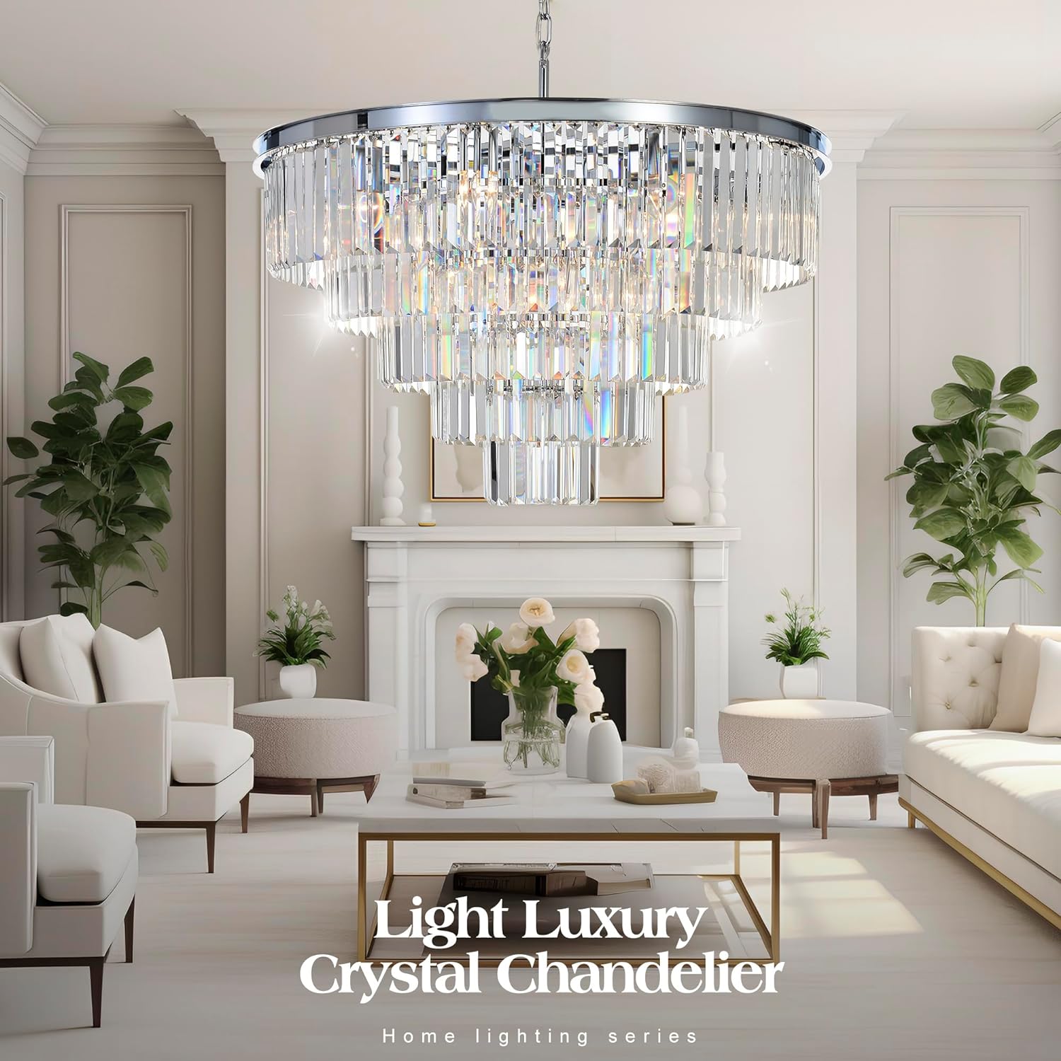 Luxury Crystal Chrome Chandelier Lighting Pendant Ceiling Lamp Light 3/4/5/7-Tier