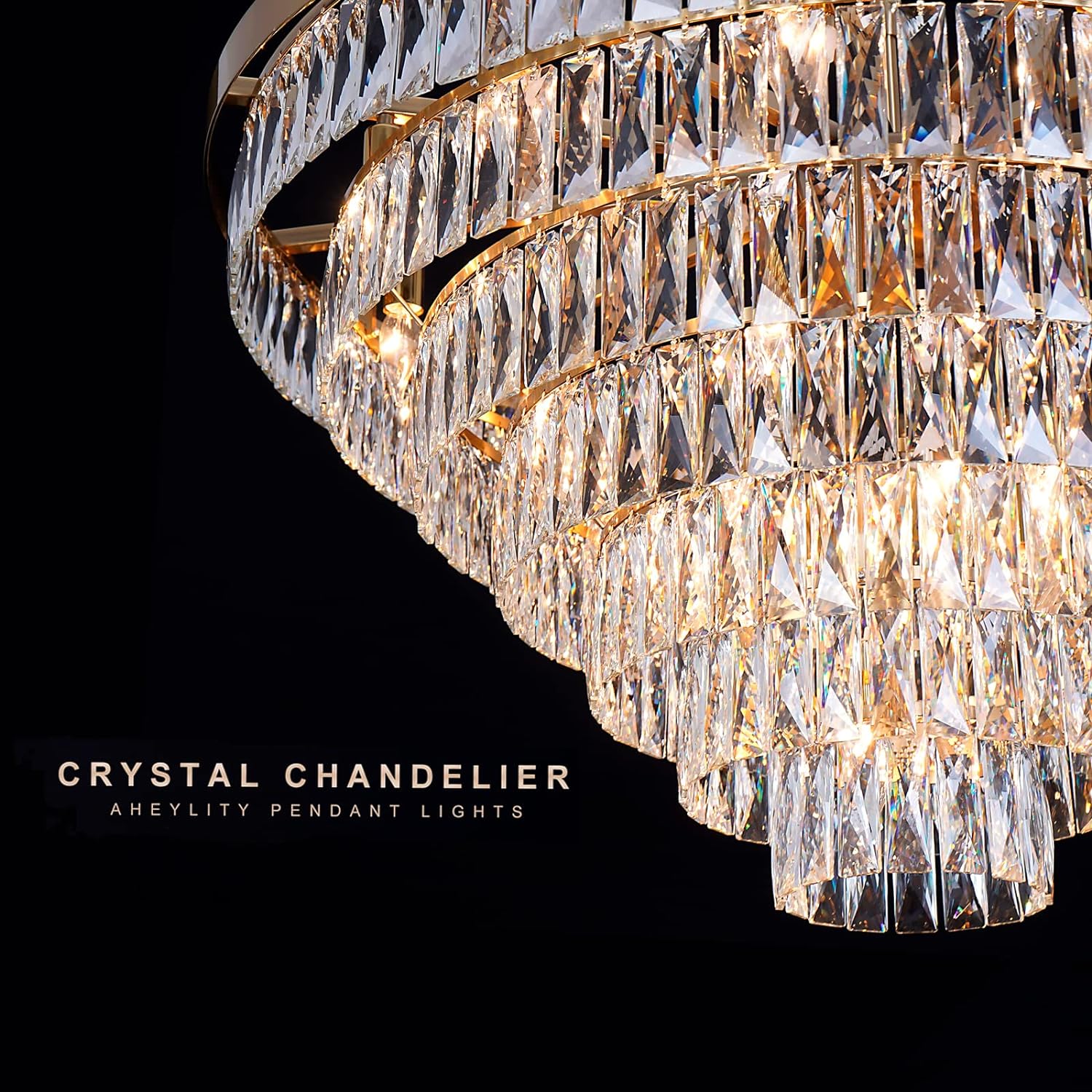 Meerosee Modern Crystal Chandelier Modern Pendant Ceiling Light Fixture for Living Room