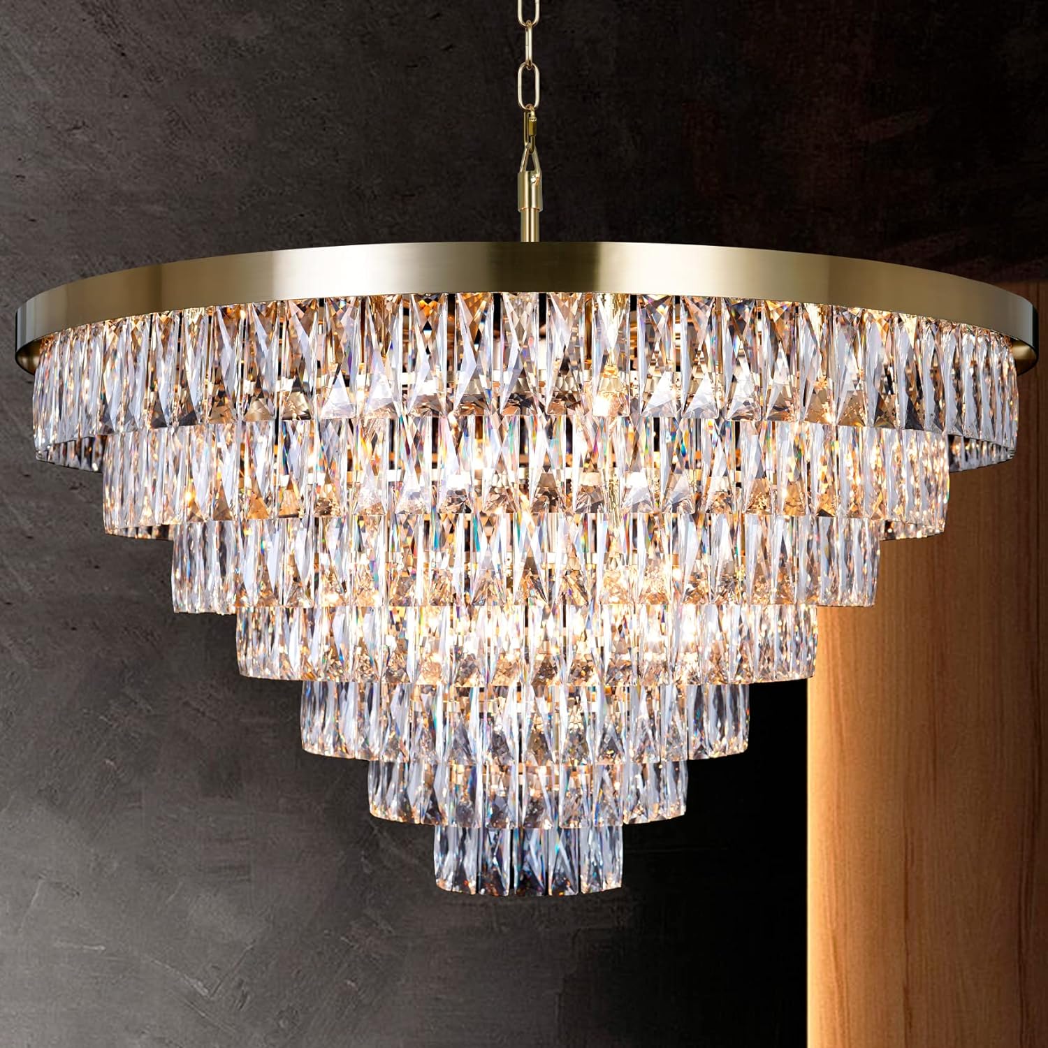 Meerosee Modern Crystal Chandelier Modern Pendant Ceiling Light Fixture for Living Room