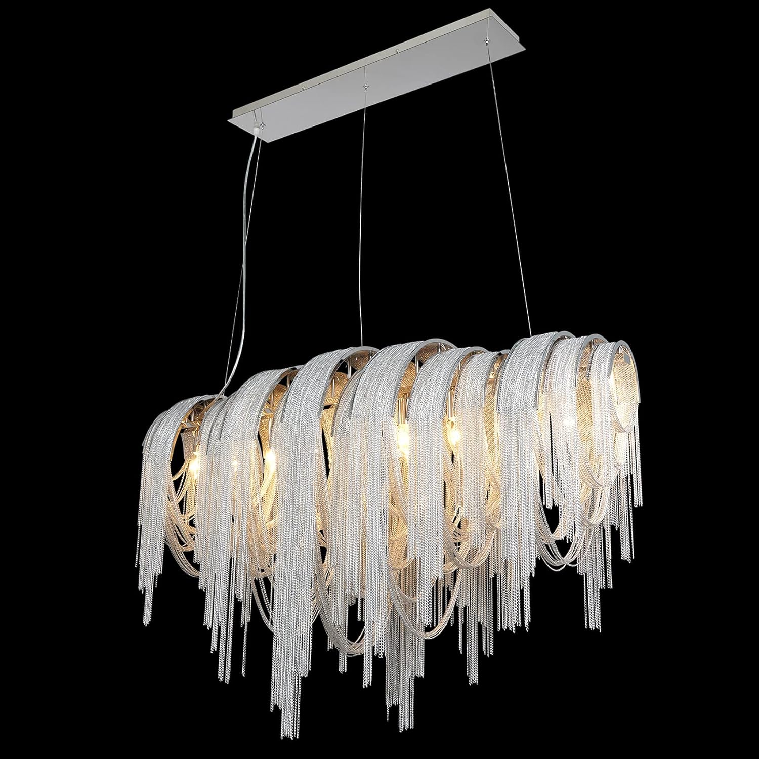 Modern Contemporary Chandelier 8 Lights Aluminum Chain Pendant Ceiling Lighting