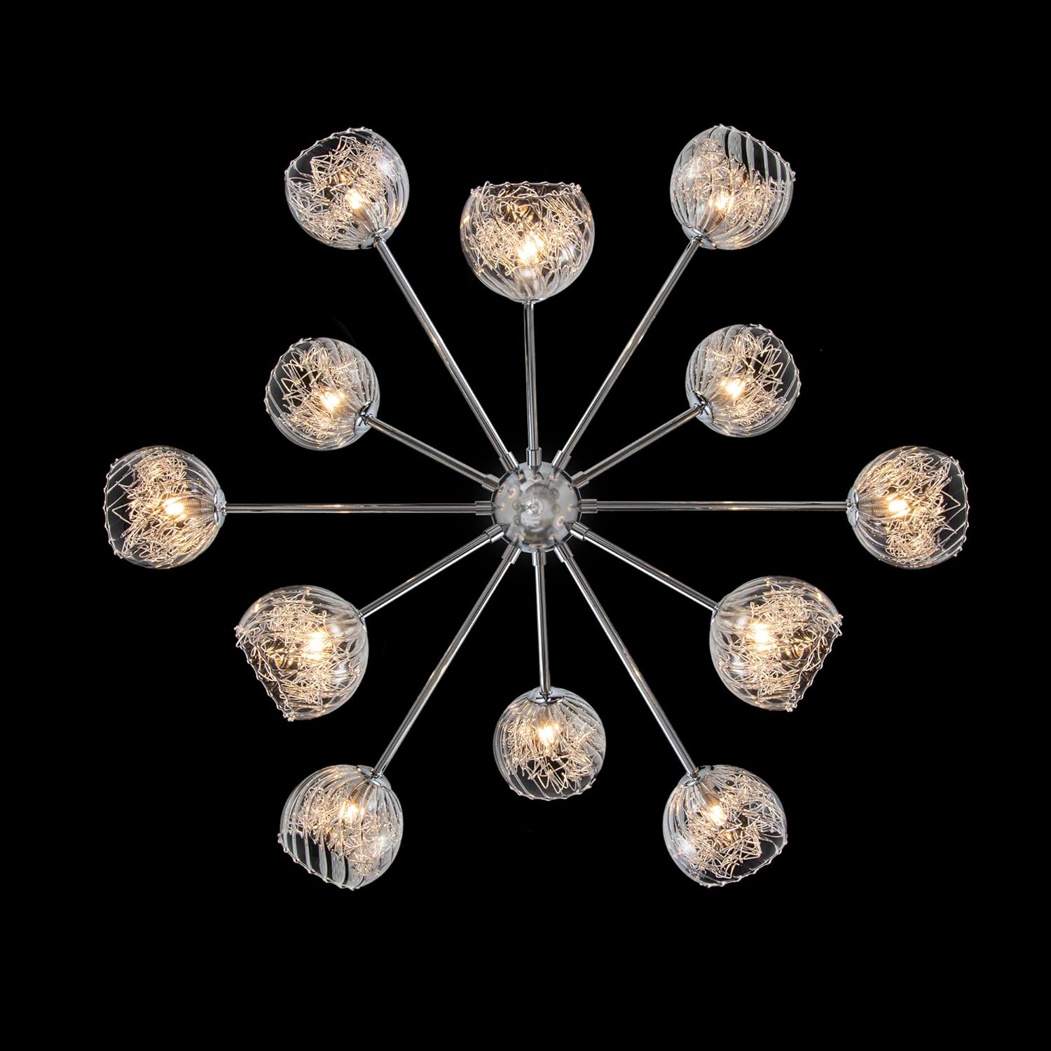 Modern Glass Bubble Chandelier Wired Aluminum Pendant Lighting W37.4 12-Light