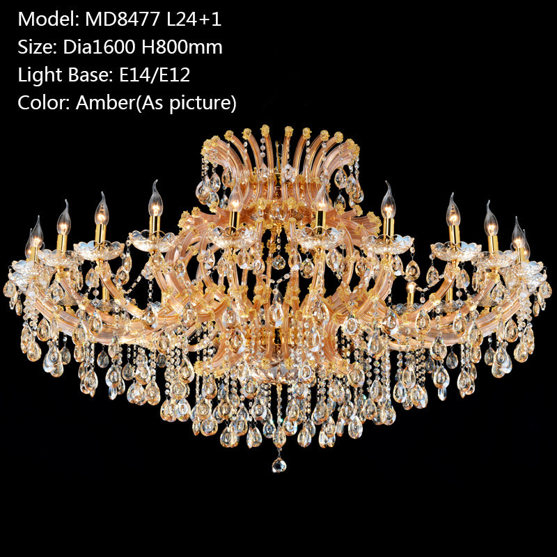 Meerosee Luxurious Amber Gold Crystal Chandelier Lighting Maria Theresa Pendant Lamp