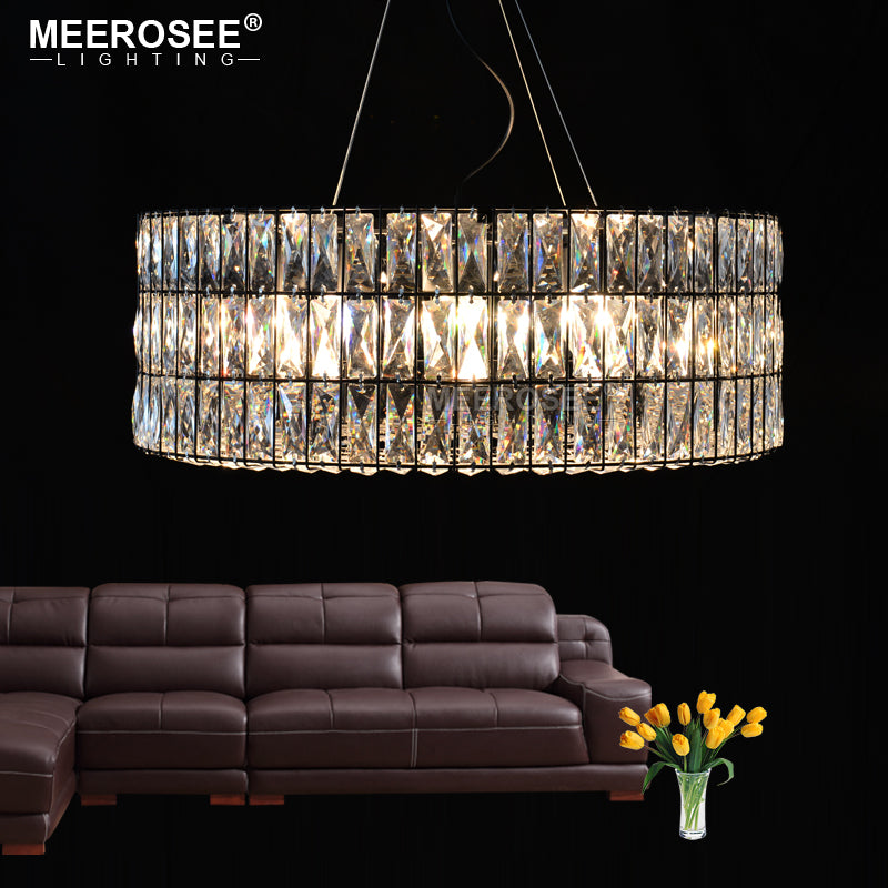 Meerosee Modern Crystal Chandelier Light Fixture Round Pendant Ceiling Lighting