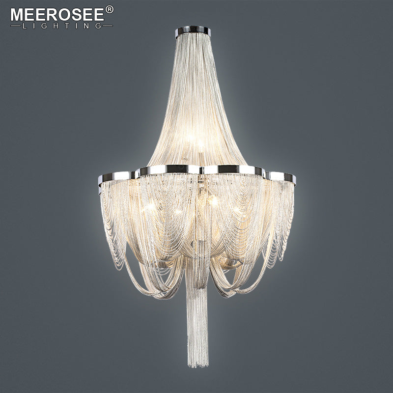 Meerosee French Empire Chandelier Post Modern Gold Chain Aluminum Pendant Light