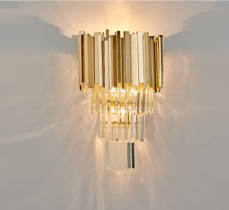 Meerosee Lighting Post-Modern Crystal Wall Sconce Light Gold Luxury Bedside Lamp