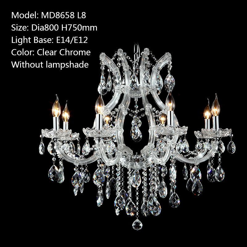 Meerosee Maria Theresa Crystal Chandelier Lamp Clear White Pendant Lamp with Lampshade