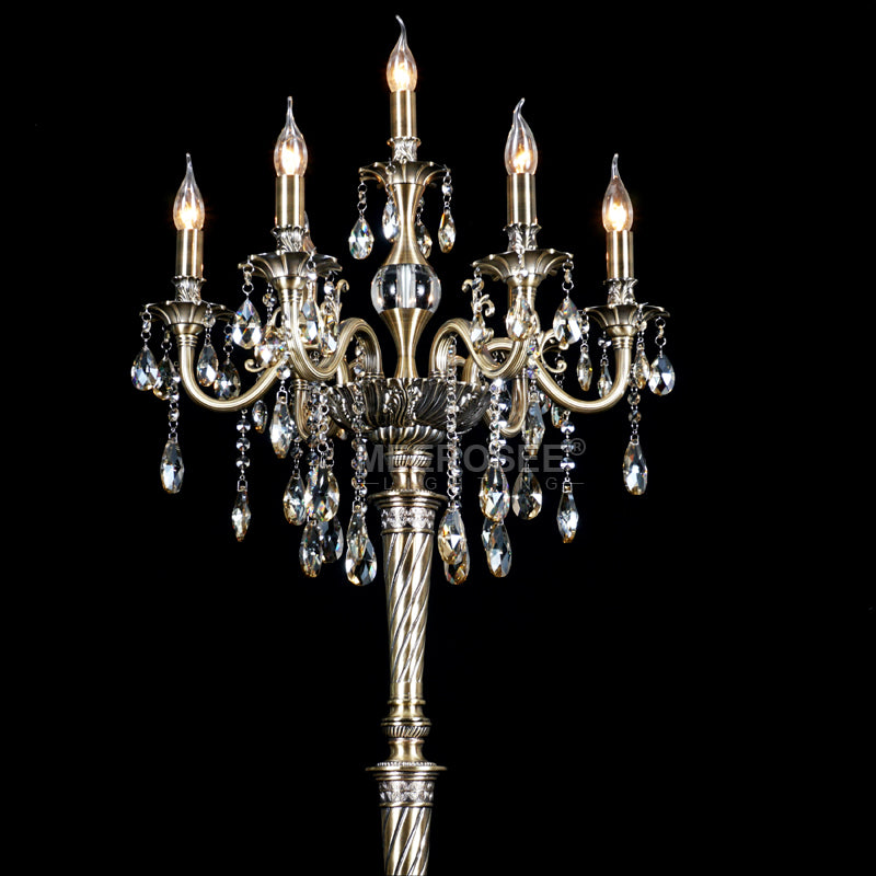 Meerosee Modern Crystal Floor Lamp Bronze Floor Stand Light Fixture