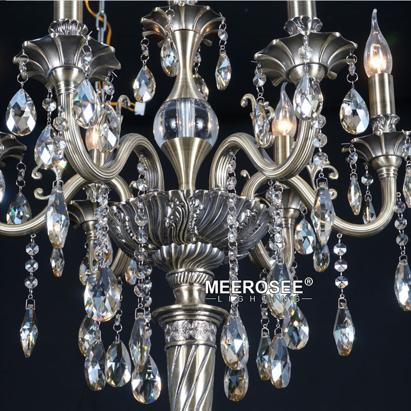 Meerosee Modern Crystal Floor Lamp Bronze Floor Stand Light Fixture