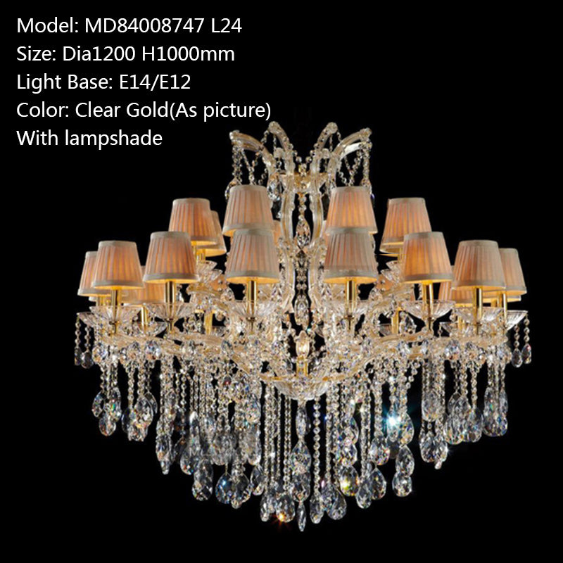 Meerosee Classical Chandelier Light Fixture Big Gold Crystal Pendant Lamp