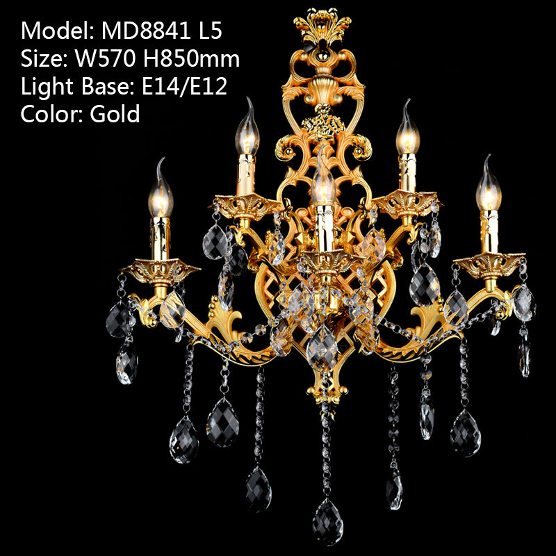 Meerosee Gold Color Crystal Wall Lamp Wall sconces light 5 Lights 22.44 Inches