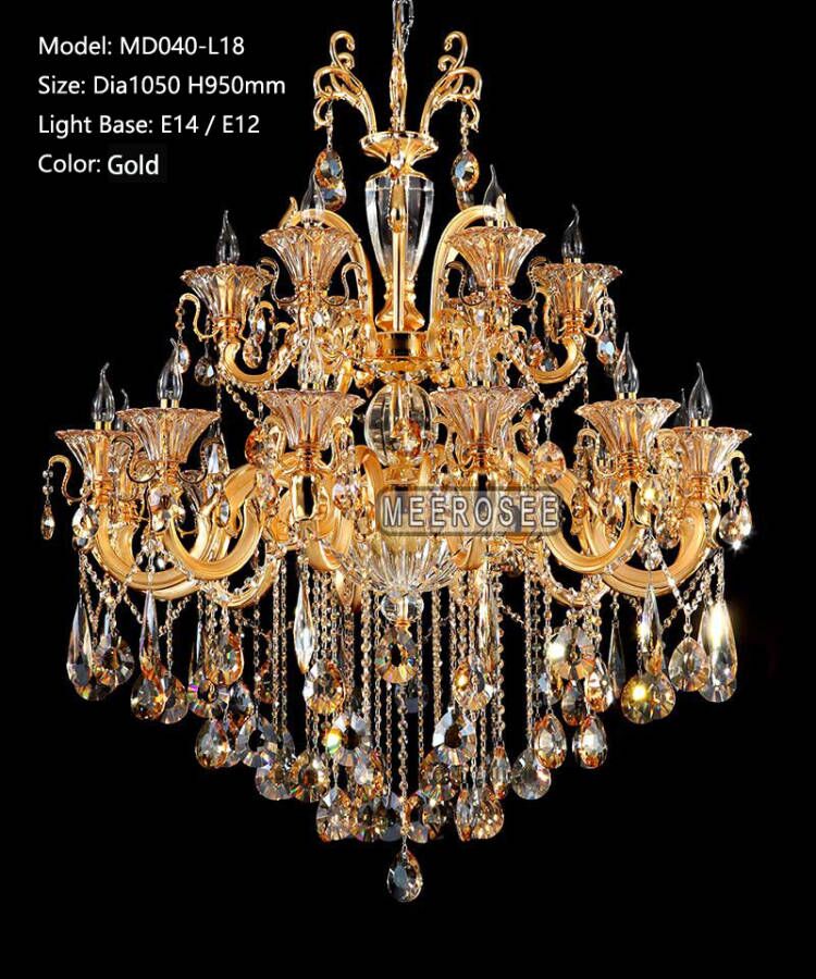 Luxury Crystal Gold Chandelier Lighting Fixture D41.3 inch Pendant Lamp for Living Room