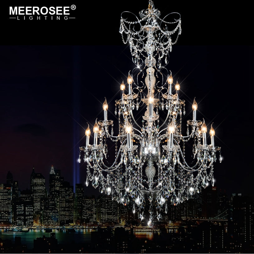 Meerosee Modern Chandelier LightStaircase Lighting Clear Crystals Pendant Lamp