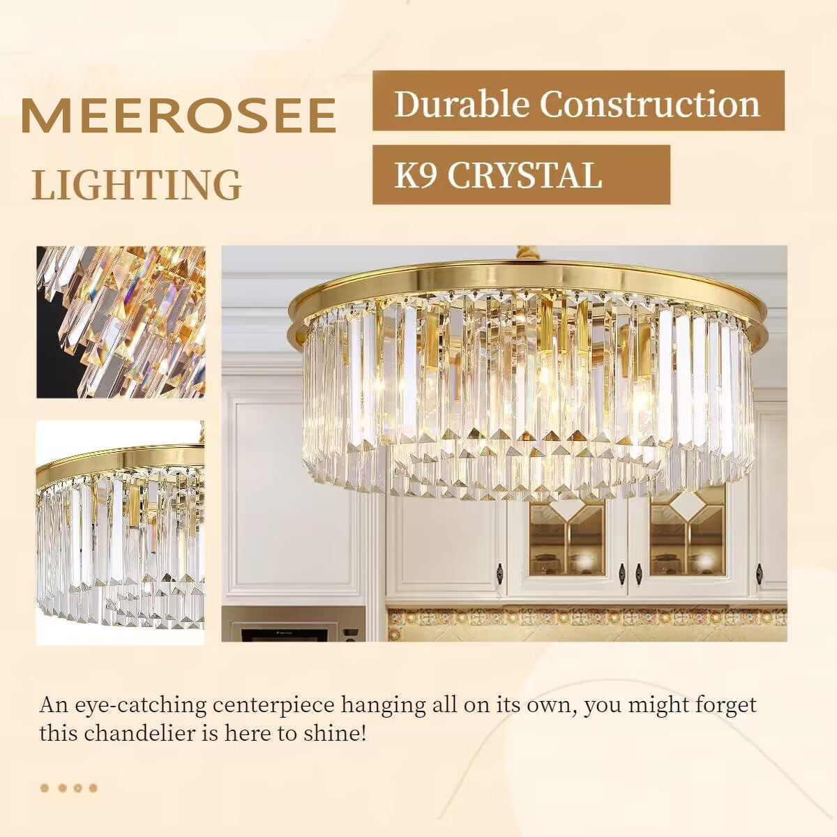 Gold Crystal Chandeliers Modern Contemporary Ceiling Lights Fixtures 33 inch Diameter