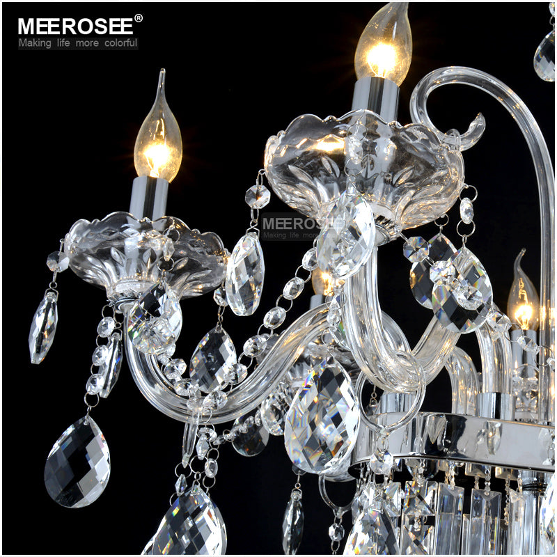 Meerosee Modern Rectangle Crystal Chandelier Light Fixture 13 Lights Glass Pendant Lamp