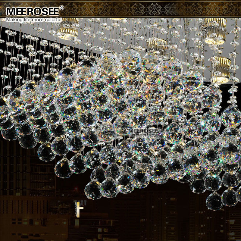 Modern Rectangle Crystal Chandelier Light Chrome Stainless Steel Ceiling Light L31.5 inch