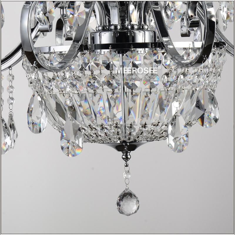 Modern Wrought Iron Crystal Chandelier Light Fixture 2 tiers E12 Chrome Pendant Lamp