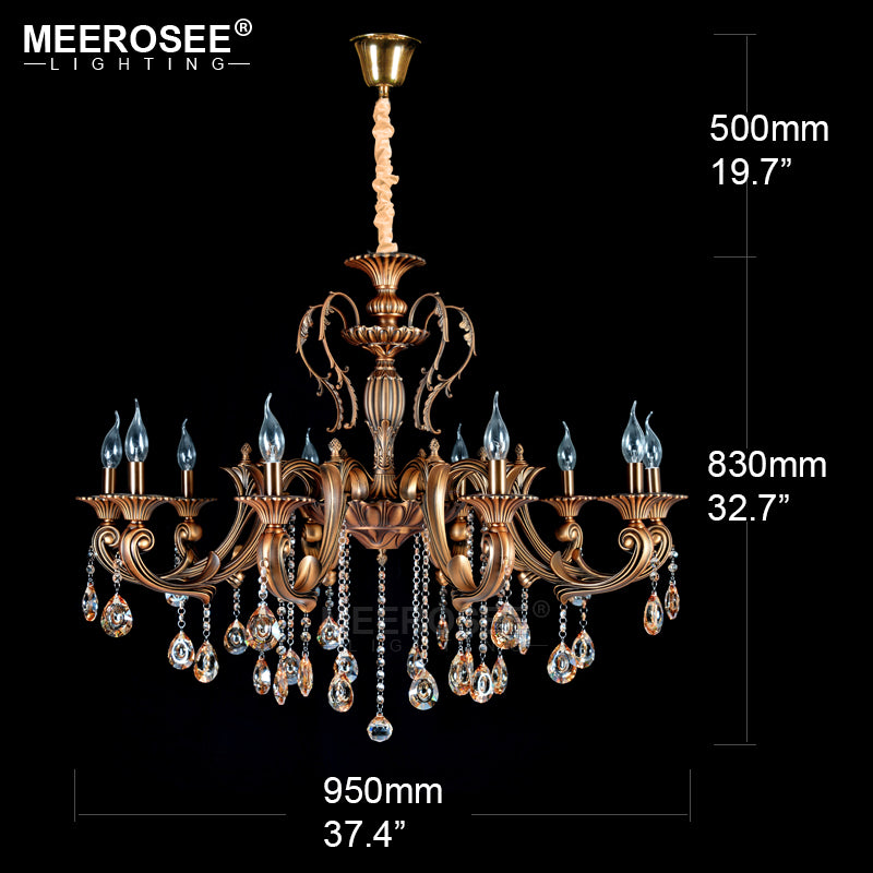 Meerosee Modern 10 Heads Chandelier Light Fixture Antique Brass Pendant Lamp