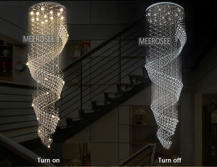 Modern Ceiling lamp Long Size Crystal Chandelier Light Fixture for Lobby staircase