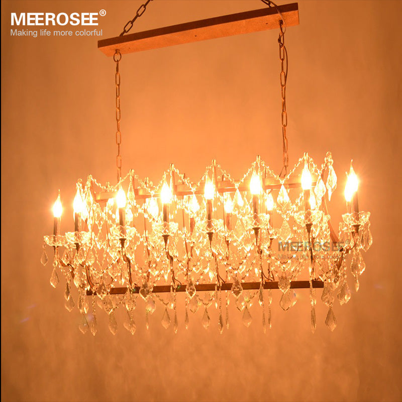 Meerosee Modern Chandelier Light Retro Rustic Loft Crystal Pendant Suspension Lamp