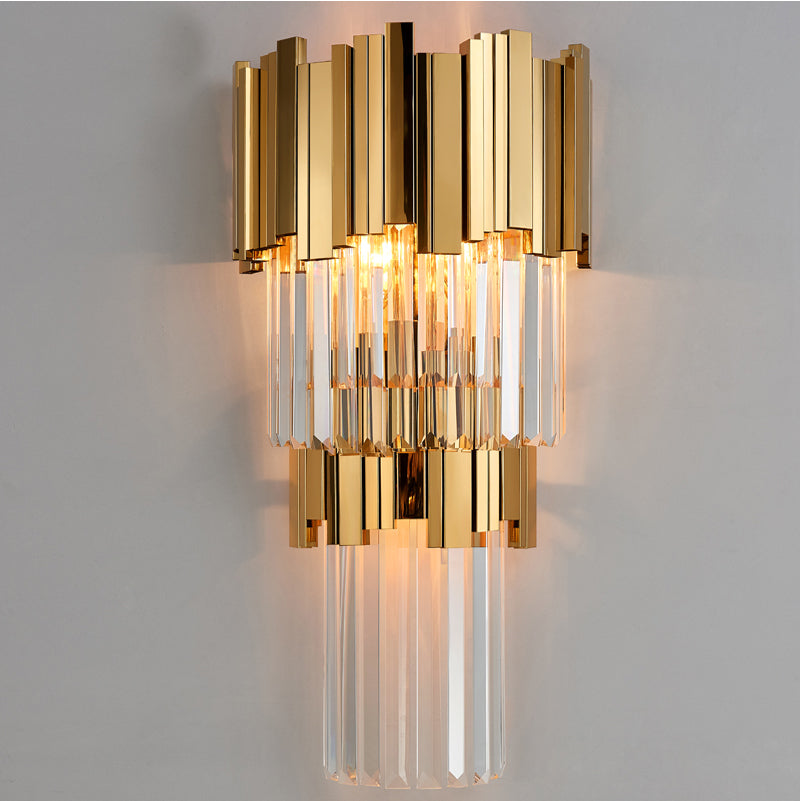 Meerosee Lighting Post-Modern Crystal Wall Sconce Light Gold Luxury Bedside Lamp