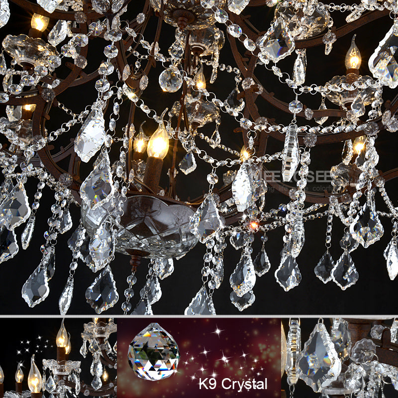 Meerosee Modern Crystal Chandelier Light Fixture 25 Lights Chrome Pendant Lamp