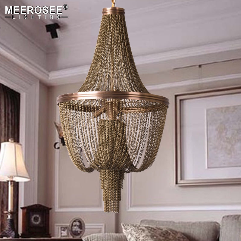 Meerosee Modern Chandelier Light Aluminum Chain Pendant Lamp for Restaurant Hotel