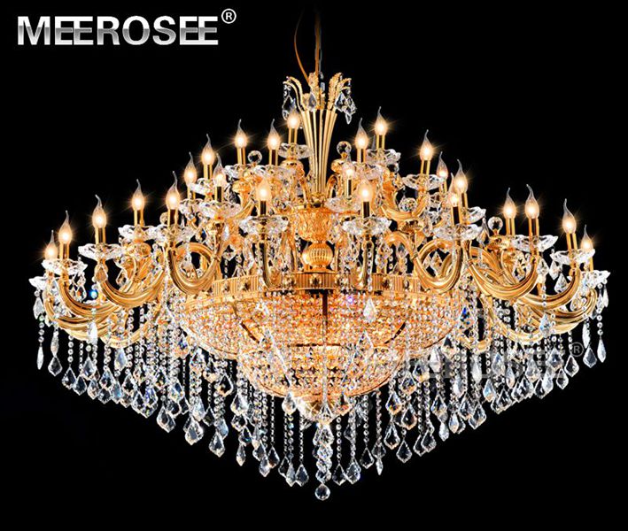 Meerosee Gorgeous Crystal Chandelier Light Fixture Classic Golden Pendant Lamp